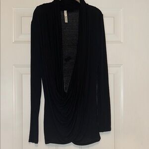 Ginger G Draped Women’s Tunic Top M Black Casual Lightweight Lagenlook